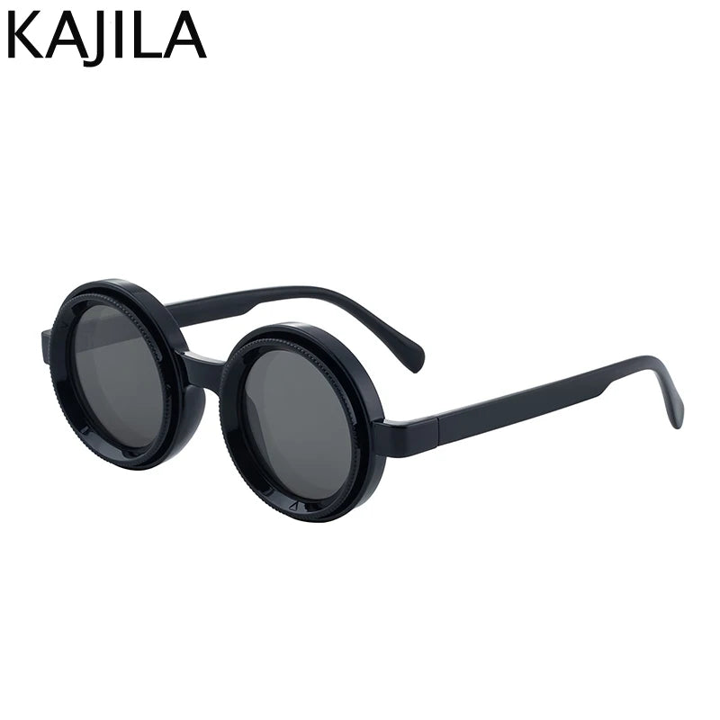 Polarized Small Frame Round Steampunk ND9 Adjustable Dimming Sunglasses Men Light-Reducing Sun Glasses For Fishing Driving UV400