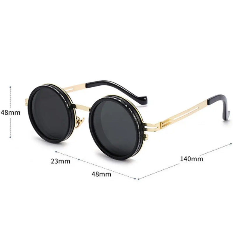 KLASSNUM 9-level ND Adjustable Dimming Glasses Punk Round Fishing Driving Sunglasses UV-Anti Polarized Men ND Filter Eyewear