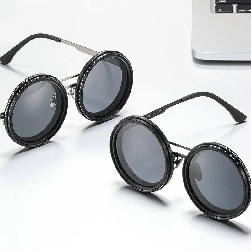 Adjustable Dimming Sunglasses Men Women Sun Glasses Fashion Round Polarized Glasses Travel Fishing Driving Cycling Eyewear