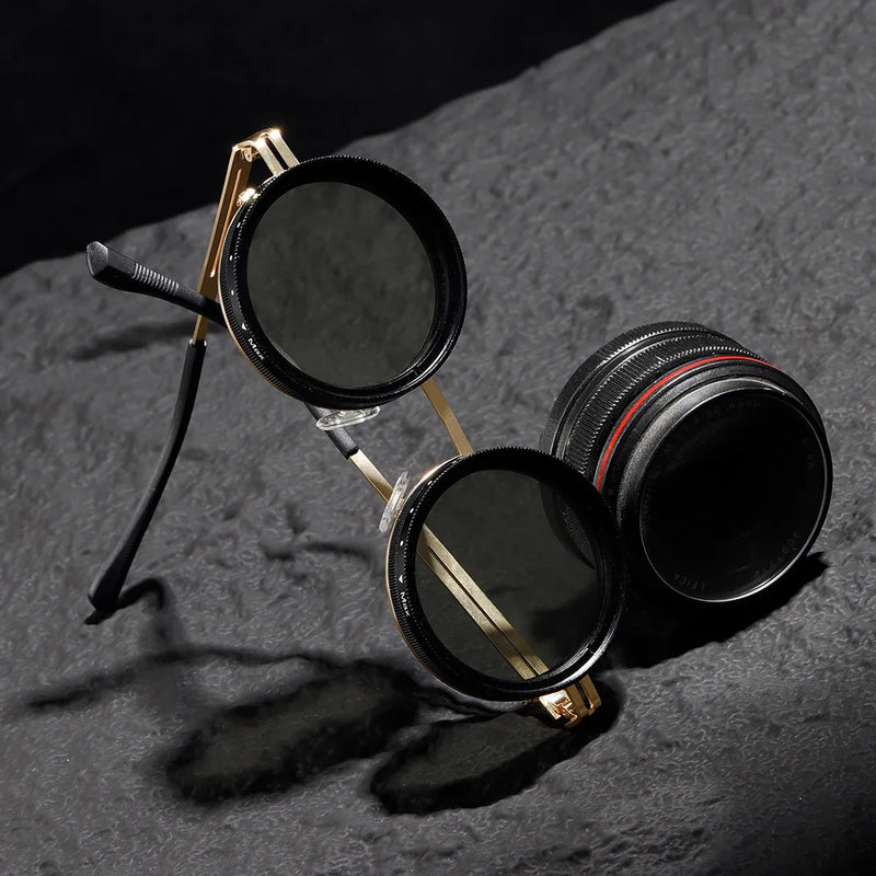KLASSNUM Adjustable Sunglasses Men Nd Filter Glasses ND9 Speed Dimming Sun Glasses Round Polarized Fishing Driving Eyewear 2025