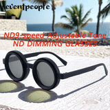Polarized Small Frame Round Sunglasses Men New ND9 Adjustable Dimming Glasses Driving Fishing UV400 ND Filter Lenses For Male