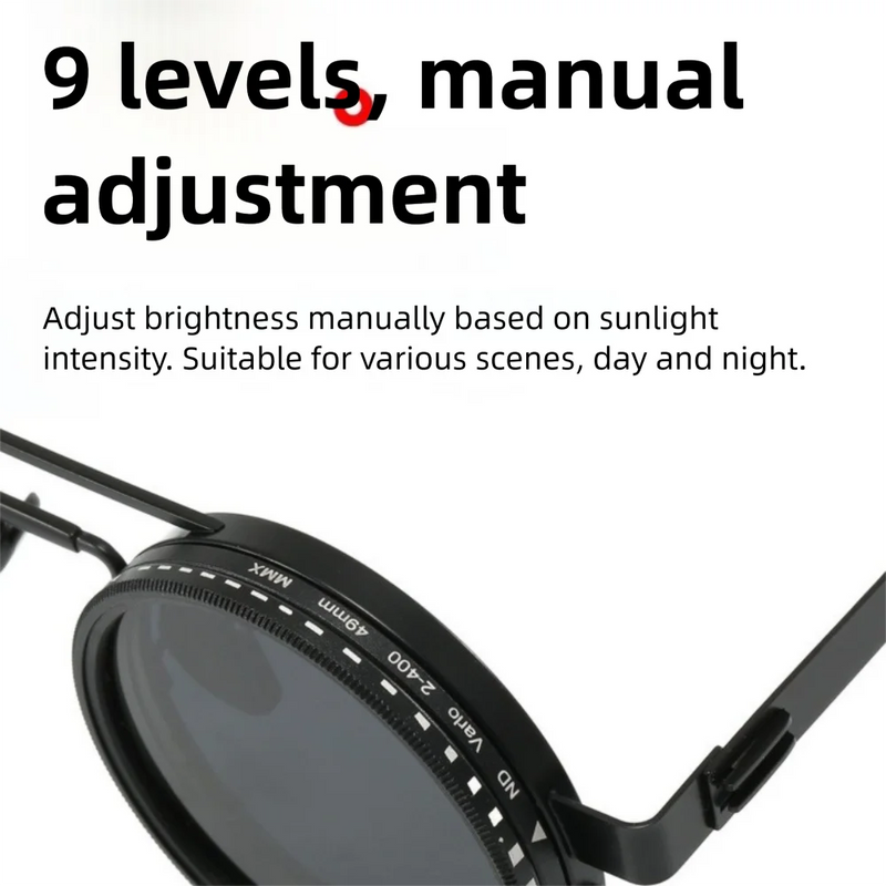 Fashion ND2-400 Adjustable Dimming Glasses 9 Level UV400 Fishing Sunglasses ND Filter With Glasse Case Eyewear Outdoor