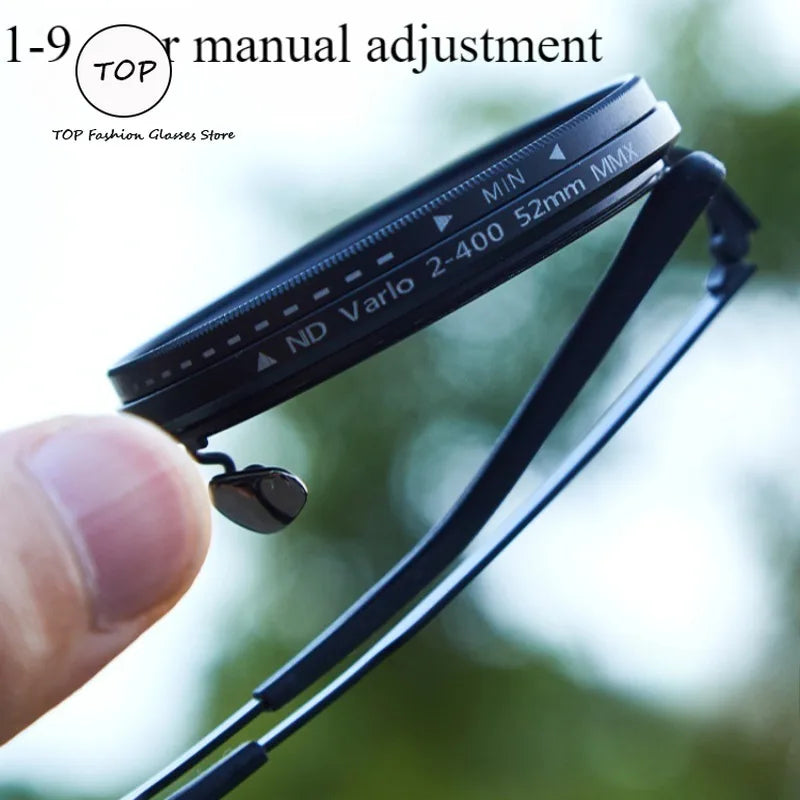 Pure Handmade ND9 Adjustable Dimming Men's Fishing Filter Glasses UV Anti-UV Personality AC Polarized Anti-glare Sunglasses