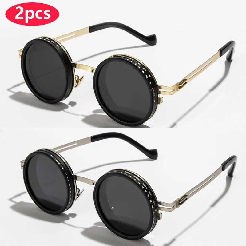 ND2-400 9 Level Adjustable Dimming Polarized Sunglasses Men Women Fishing Punk Round Glasses Driving Eyeglasses ND Filter