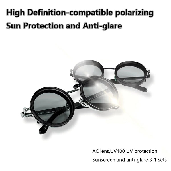 Driver Goggles Polarized Round Sunglasses ND9 Adjustable Dimming Sun Glasses Men Punk Men's Eyeglasses Outdoor Shades UV400