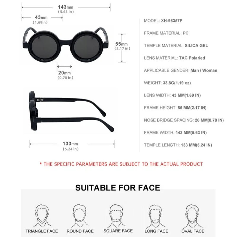 Fashion ND2-400 Adjustable Dimming Glasses 9 Level UV400 Fishing Sunglasses ND Filter Round Polarized Sunglasses Outdoor