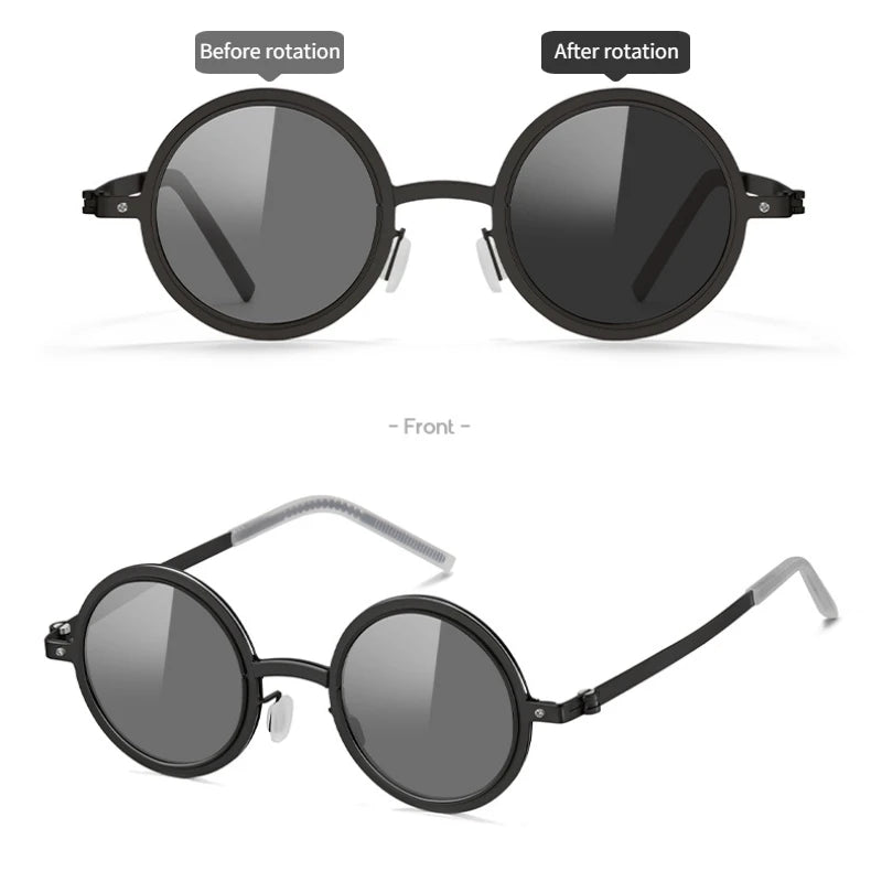 Polarized ND Adjustable Dimming Sunglasses Retro Punk Round Men's Outdoor Fishing UV400 Driving Sun Glasses for Women