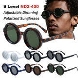 Fashion ND2-400 Adjustable Dimming Glasses 9 Level ND Filter Fishing Sunglasses UV400 Round Polarized Sunglasses Driving