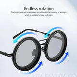 E7CA Retro Steampunk Round Polarized Sunglasses with UV400 Adjustable Dimming Glasses for Men & Women Unisex