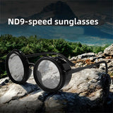 KLASSNUM Handmade ND Adjustable Dimming Sunglasses UV Resistant Fishing Filter Glasses Round Metal Frame HD Polarized Eyewear