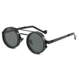 KLASSNUM Handmade ND Adjustable Dimming Sunglasses UV Resistant Fishing Filter Glasses Round Metal Frame HD Polarized Eyewear