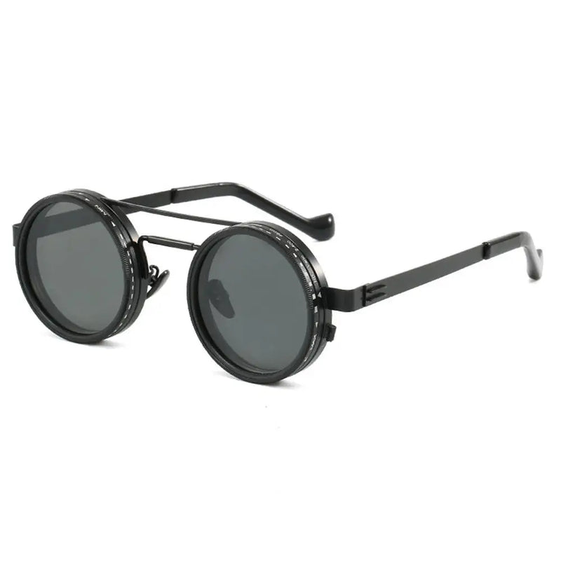 KLASSNUM Handmade ND Adjustable Dimming Sunglasses UV Resistant Fishing Filter Glasses Round Metal Frame HD Polarized Eyewear