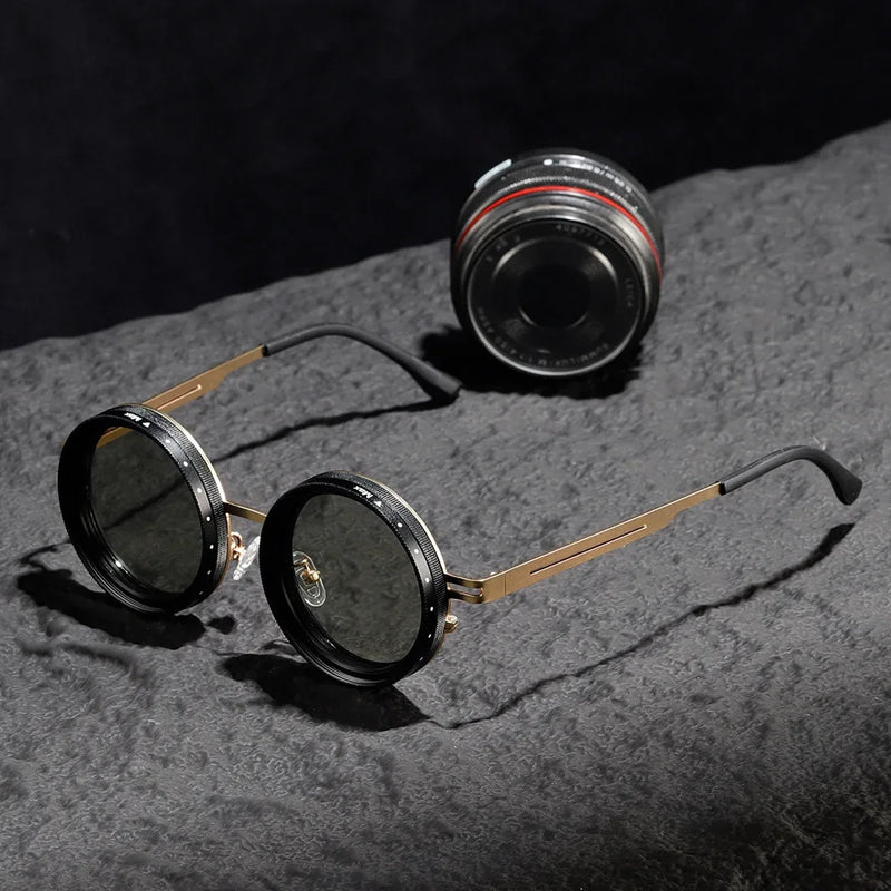 KLASSNUM Adjustable Sunglasses Men Nd Filter Glasses ND9 Speed Dimming Sun Glasses Round Polarized Fishing Driving Eyewear 2025
