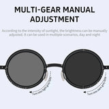 Polarized ND Adjustable Dimming Sunglasses Retro Punk Round Men's Outdoor Fishing UV400 Driving Sun Glasses for Women