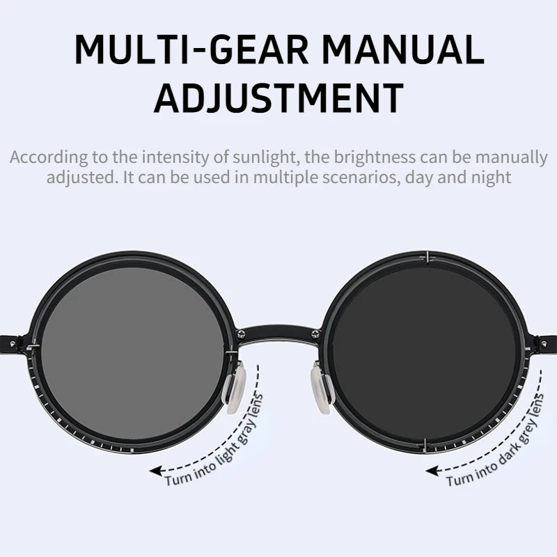 Polarized ND Adjustable Dimming Sunglasses Retro Punk Round Men's Outdoor Fishing UV400 Driving Sun Glasses for Women