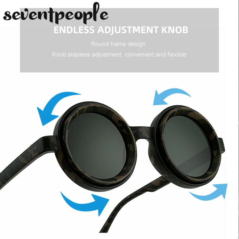 Polarized Small Frame Round Sunglasses Men New ND9 Adjustable Dimming Glasses Driving Fishing UV400 ND Filter Lenses For Male