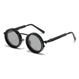 ND2-400 9 Level Adjustable Polarized Sunglasses for Men Round Metal Frame Vintage Punk Driving UV Resistant Dimming Sunglasses