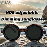 ND9 Adjustable Dimming Sunglasses Men 2025 Luxury Brand Trendy Round Sunglass Polarized Outdoor Shades Fishing Driving Eyewear