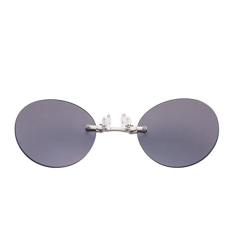 1pc Clip on Nose Glasses Round Rimless Matrix Morpheus Sunglasses Mini Frameless Vintage Men Eyeglasses UV400