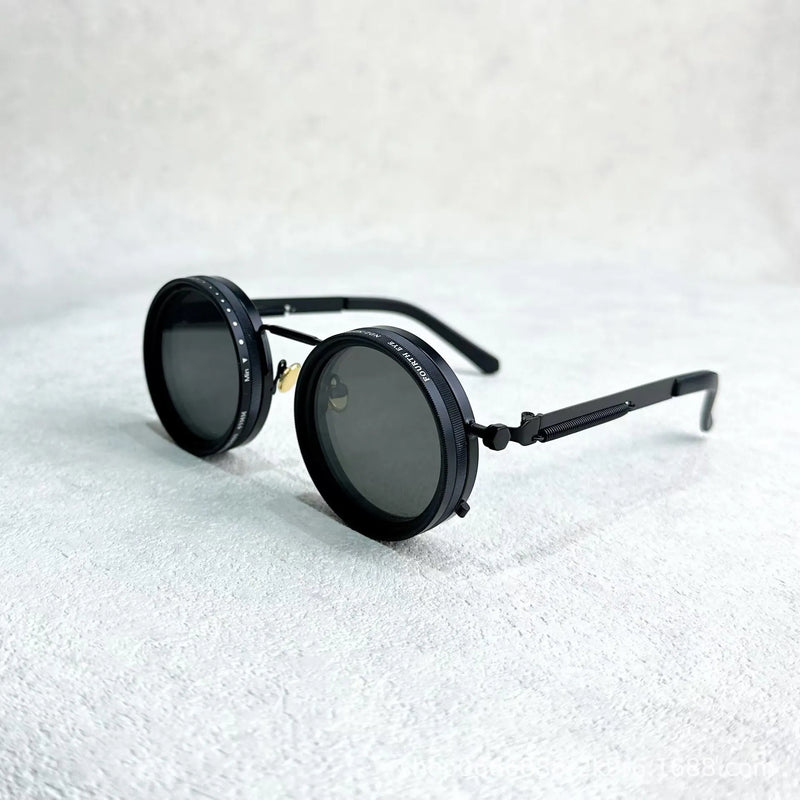 Handmade ND9 Adjustable Polarized Sunglasses Luxury Men Fishing Filter Glasses UV400 Fashion Retro Punk Round Dimming Sunglasses