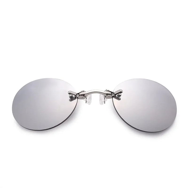 1pc Clip on Nose Glasses Round Rimless Matrix Morpheus Sunglasses Mini Frameless Vintage Men Eyeglasses UV400
