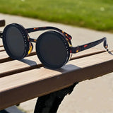 KLASSNUM Handmade ND Adjustable Dimming Sunglasses UV Resistant Fishing Filter Glasses Round Metal Frame HD Polarized Eyewear