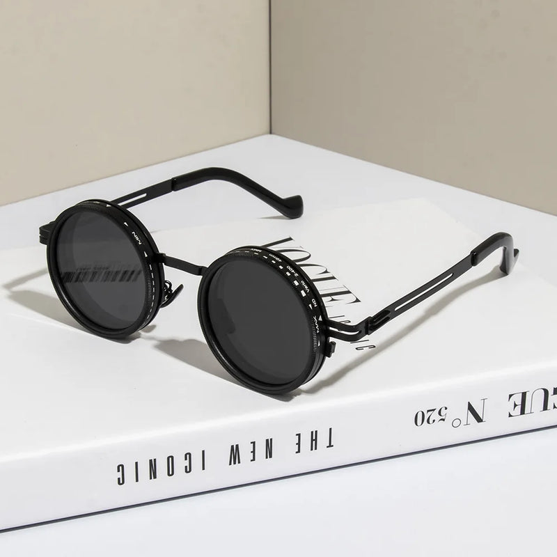 Driver Goggles Polarized Round Sunglasses ND9 Adjustable Dimming Sun Glasses Men Punk Men's Eyeglasses Outdoor Shades UV400