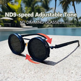 Punk Polarized Round Sunglasses ND9 Adjustable Dimming Sun Glasses Men Women Men's Fishing Eyeglasses Outdoor Shades UV400