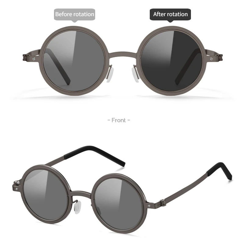 Polarized ND Adjustable Dimming Sunglasses Retro Punk Round Men's Outdoor Fishing UV400 Driving Sun Glasses for Women
