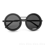 E7CA Retro Steampunk Round Polarized Sunglasses with UV400 Adjustable Dimming Glasses for Men & Women Unisex