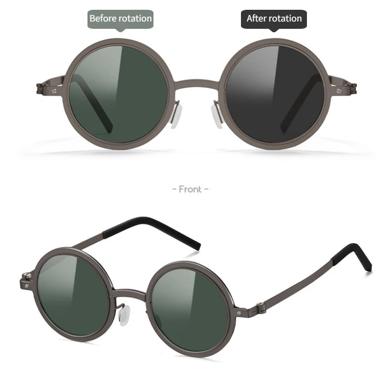 Polarized ND Adjustable Dimming Sunglasses Retro Punk Round Men's Outdoor Fishing UV400 Driving Sun Glasses for Women