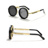 KLASSNUM Handmade ND Adjustable Dimming Sunglasses UV Resistant Fishing Filter Glasses Round Metal Frame HD Polarized Eyewear