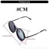 E7CA Retro Steampunk Round Polarized Sunglasses with UV400 Adjustable Dimming Glasses for Men & Women Unisex