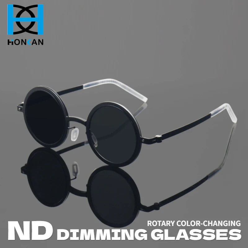Polarized ND Adjustable Dimming Sunglasses Retro Punk Round Men's Outdoor Fishing UV400 Driving Sun Glasses for Women