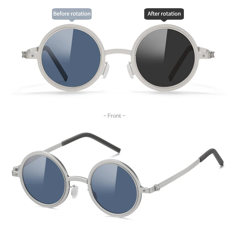 Polarized ND Adjustable Dimming Sunglasses Retro Punk Round Men's Outdoor Fishing UV400 Driving Sun Glasses for Women