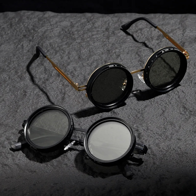 KLASSNUM Adjustable Sunglasses Men Nd Filter Glasses ND9 Speed Dimming Sun Glasses Round Polarized Fishing Driving Eyewear 2025