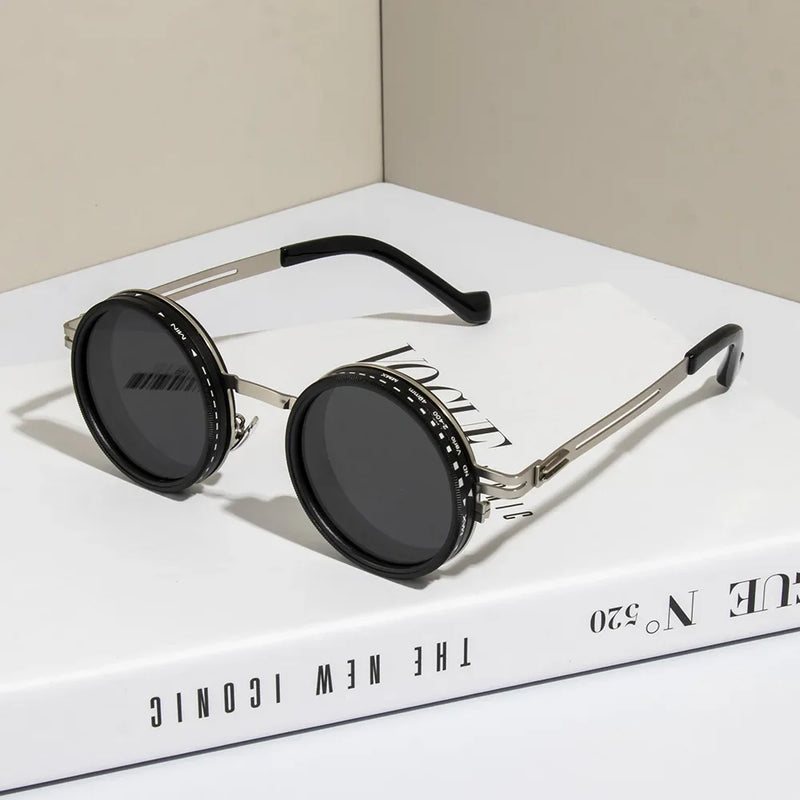 ND2-400 9 Level Adjustable Dimming Polarized Sunglasses Men Women Fishing Punk Round Glasses Driving Eyeglasses ND Filter