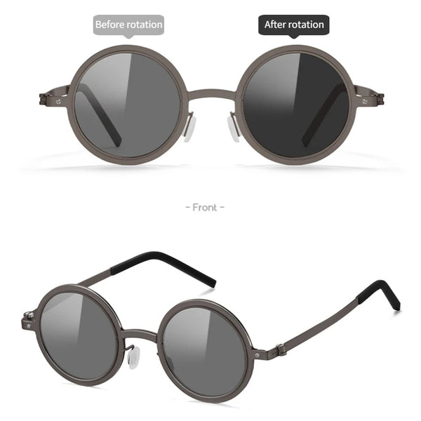 Polarized ND Adjustable Dimming Sunglasses Retro Punk Round Men's Outdoor Fishing UV400 Driving Sun Glasses for Women