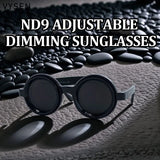 Steampunk Polarized Small Frame Round Adjustable Light Sunglasses ND9 Dimming Sun Glasses Outdoor Shades Fishing Driving Eyewear