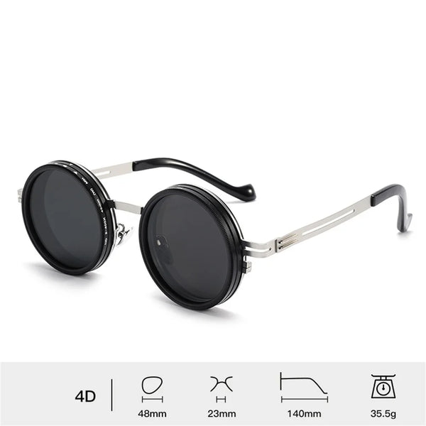 KLASSNUM 9-level ND Adjustable Dimming Glasses Punk Round Fishing Driving Sunglasses UV-Anti Polarized Men ND Filter Eyewear