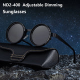 ND2-400 9 Level Adjustable Dimming Polarized Sunglasses Men Women Fishing Punk Round Glasses Driving Eyeglasses ND Filter
