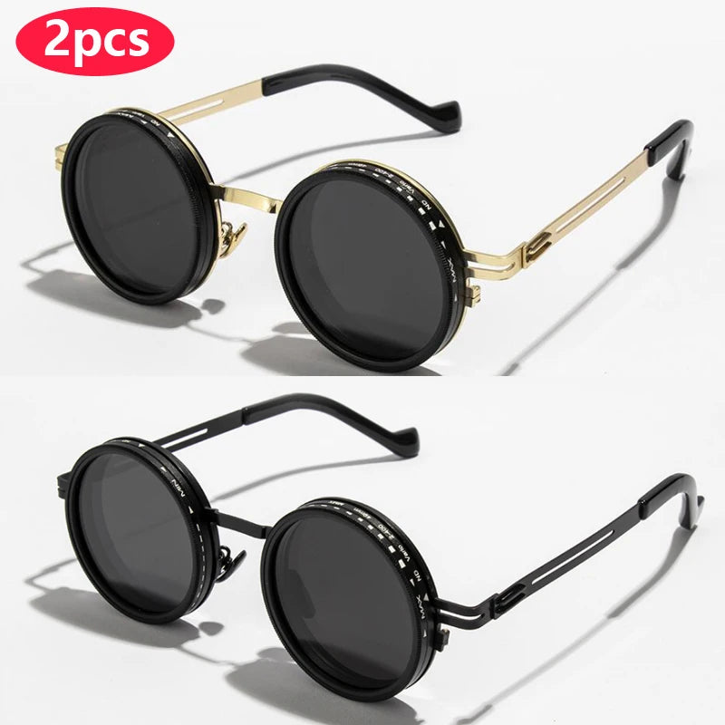 ND2-400 9 Level Adjustable Dimming Polarized Sunglasses Men Women Fishing Punk Round Glasses Driving Eyeglasses ND Filter