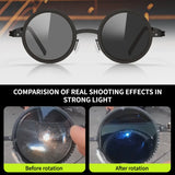 Polarized ND Adjustable Dimming Sunglasses Retro Punk Round Men's Outdoor Fishing UV400 Driving Sun Glasses for Women