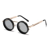 ND2-400 9 Level Adjustable Polarized Sunglasses for Men Round Metal Frame Vintage Punk Driving UV Resistant Dimming Sunglasses