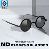 Polarized ND Adjustable Dimming Sunglasses Retro Punk Round Men's Outdoor Fishing UV400 Driving Sun Glasses for Women