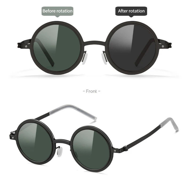 Polarized ND Adjustable Dimming Sunglasses Retro Punk Round Men's Outdoor Fishing UV400 Driving Sun Glasses for Women