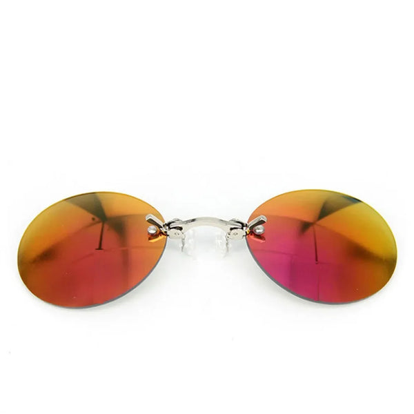 1pc Clip on Nose Glasses Round Rimless Matrix Morpheus Sunglasses Mini Frameless Vintage Men Eyeglasses UV400