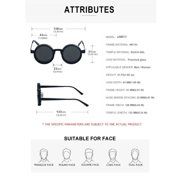 ND2-400 9 Level Adjustable Dimming Polarized Sunglasses Men Women Fishing Punk Round Glasses Driving Eyeglasses ND Filter