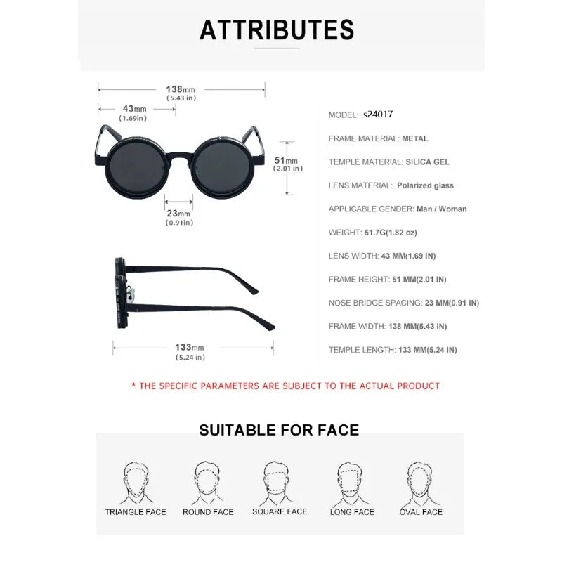 ND2-400 9 Level Adjustable Dimming Polarized Sunglasses Men Women Fishing Punk Round Glasses Driving Eyeglasses ND Filter