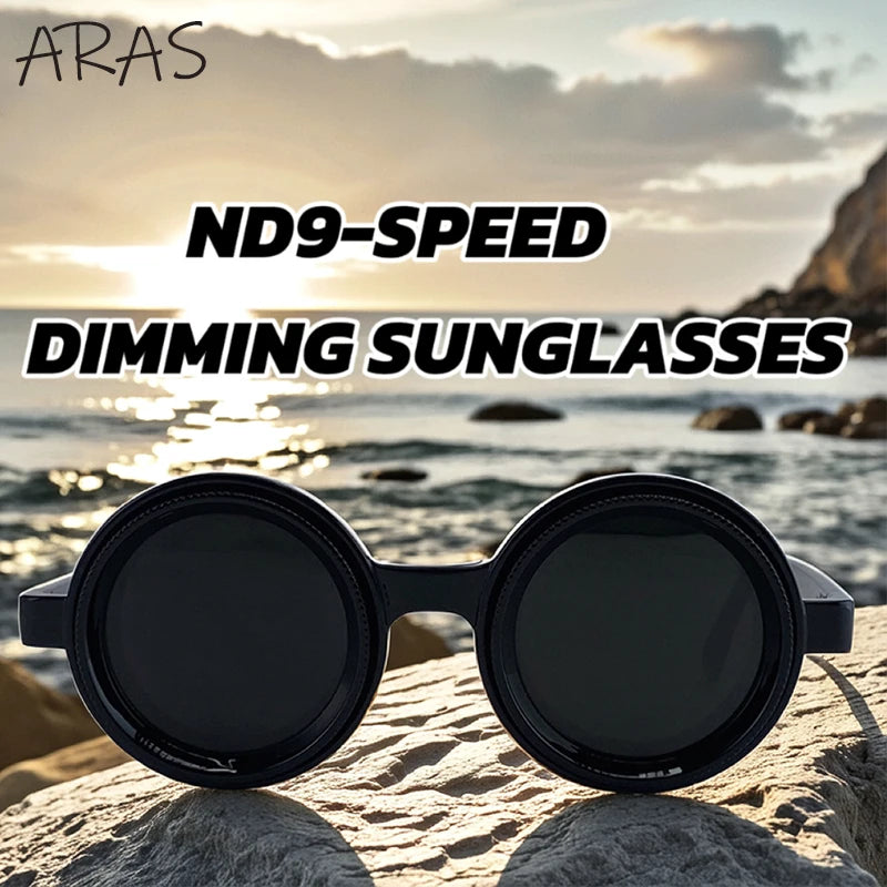 ND9 Adjustable Dimming Sunglasses Men 2025 Luxury Brand Trendy Round Sunglass Polarized Outdoor Shades Fishing Driving Eyewear